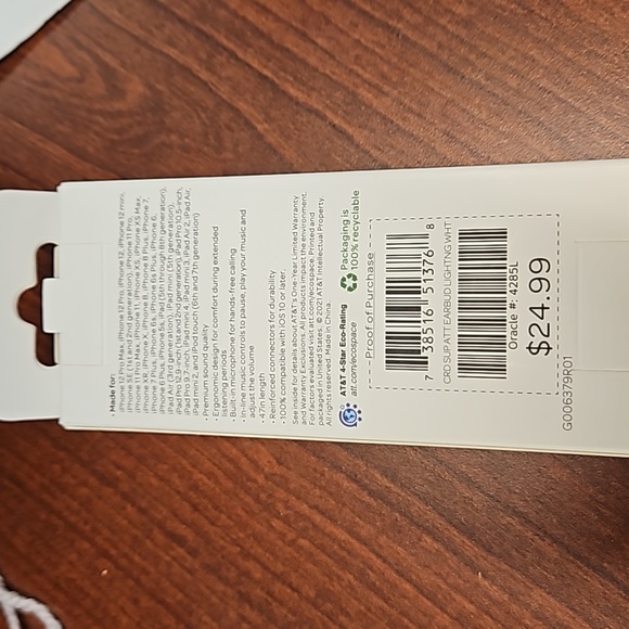 AT&T Wired Earbud Lightning Connector - Picture 2 of 4